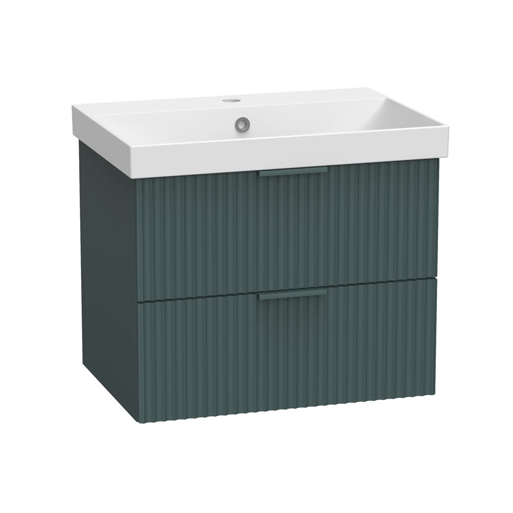 Tavistock Cadence Fluted 600mm Viridian Green Wall Hung Vanity Unit & Basin