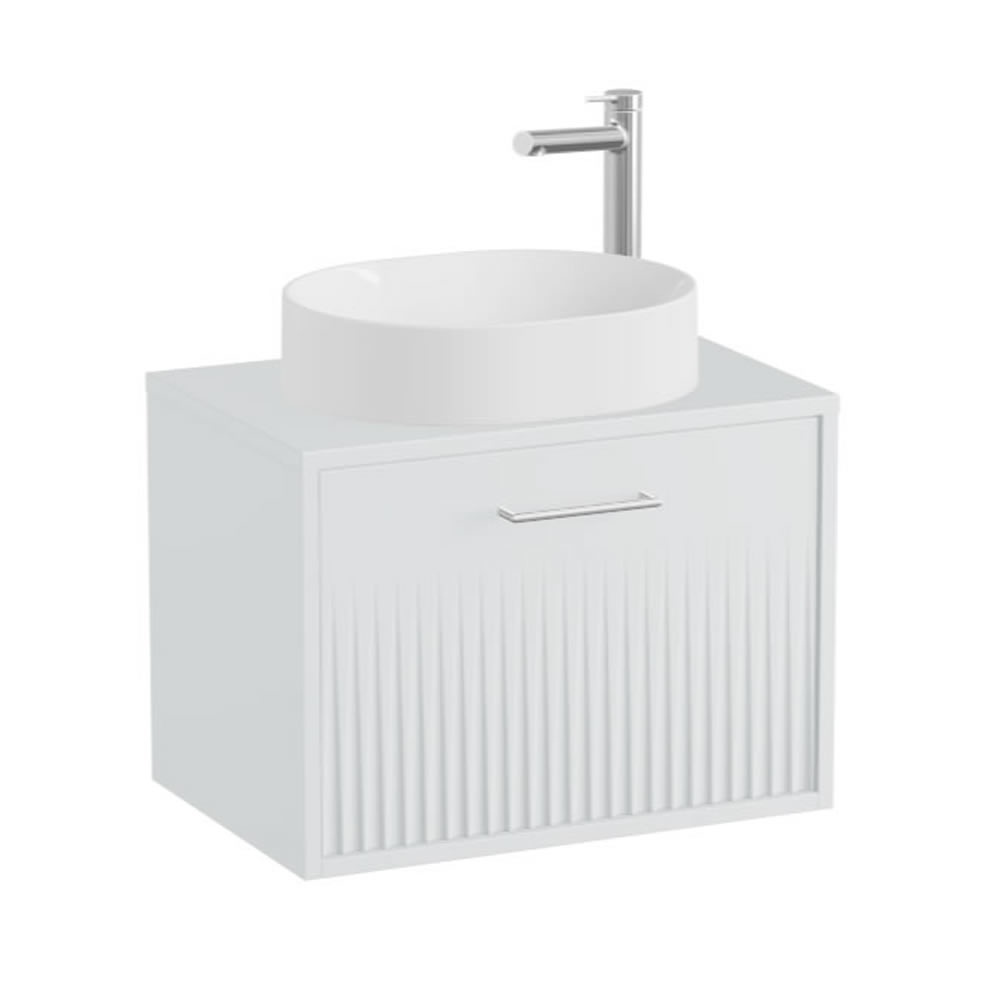 Vado Safari Fluted 600mm Arctic White Wall Hung Vanity Unit & Arctic Worktop