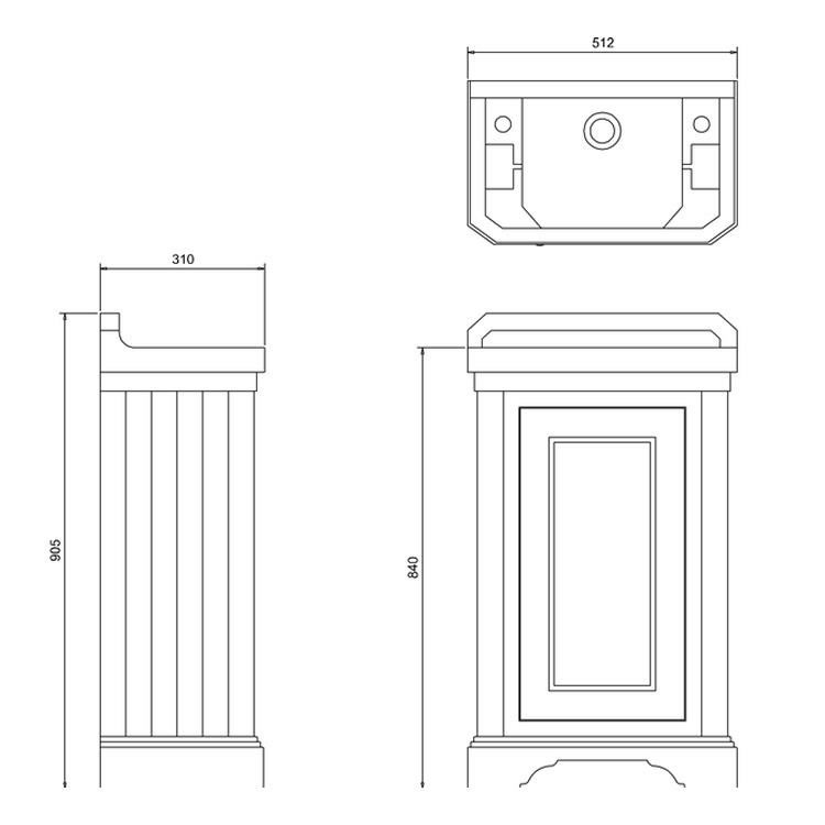 Burlington Sand Cloakroom Basin Vanity Unit Sanctuary Bathrooms