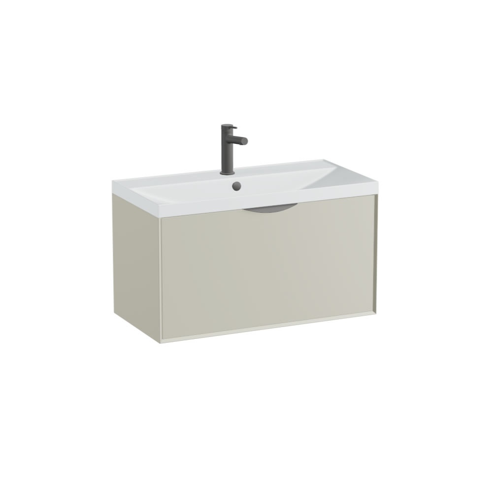 Vado Safari Smooth 800mm Cashmere Wall Hung Vanity Unit & Mineral Basin