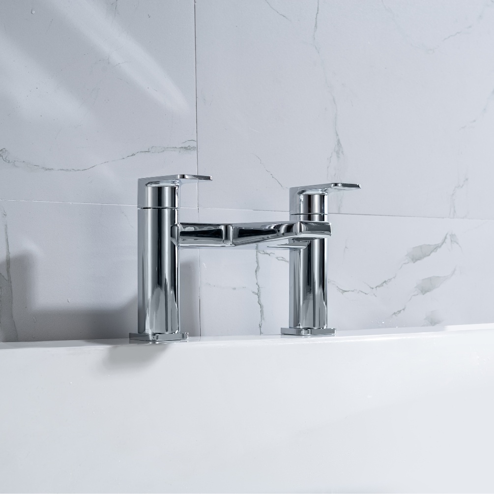 Product Lifestyle image of the Abacus Edge Chrome Deck Mounted Bath Filler