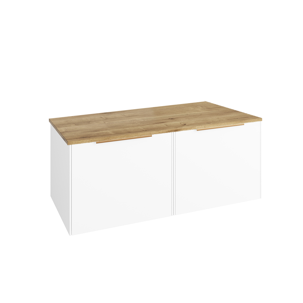 Abacus Concept Sit On White 1200mm Vanity Unit - Oak Countertop
