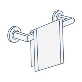 iconography image of a wall mounted single rail bathroom towel rail or holder