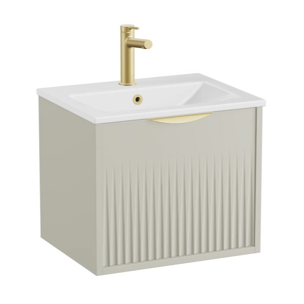 Vado Safari Fluted 500mm Cashmere Wall Hung Vanity Unit & Ceramic Basin
