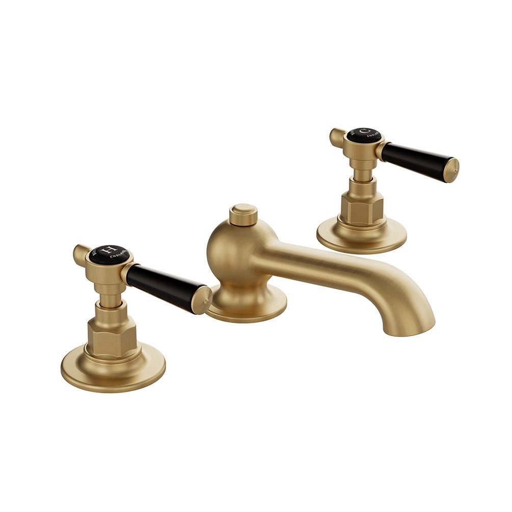Booth & Co. Axbridge Black Lever Brushed Brass 3 Tap Hole Basin Mixer