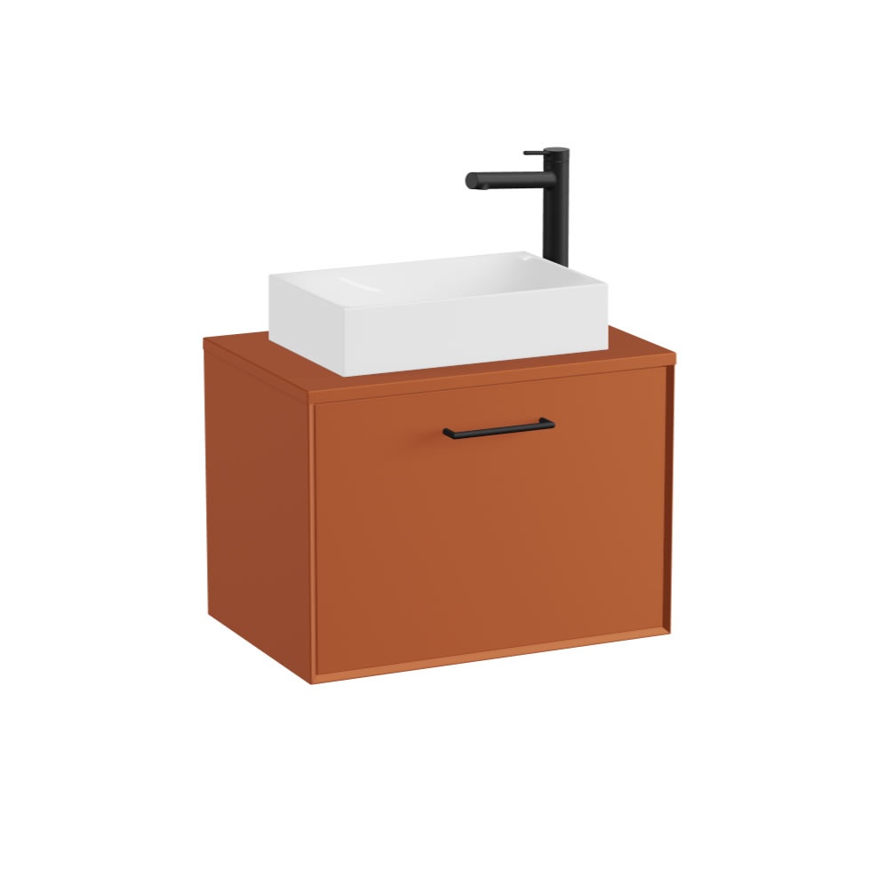 Vado Safari Smooth 600mm Terracotta Wall Hung Vanity Unit & Worktop