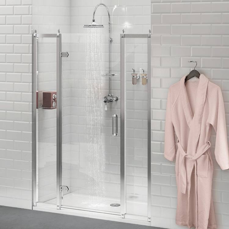 Burlington Hinged Shower Door With Inline Panels Sanctuary Bathrooms
