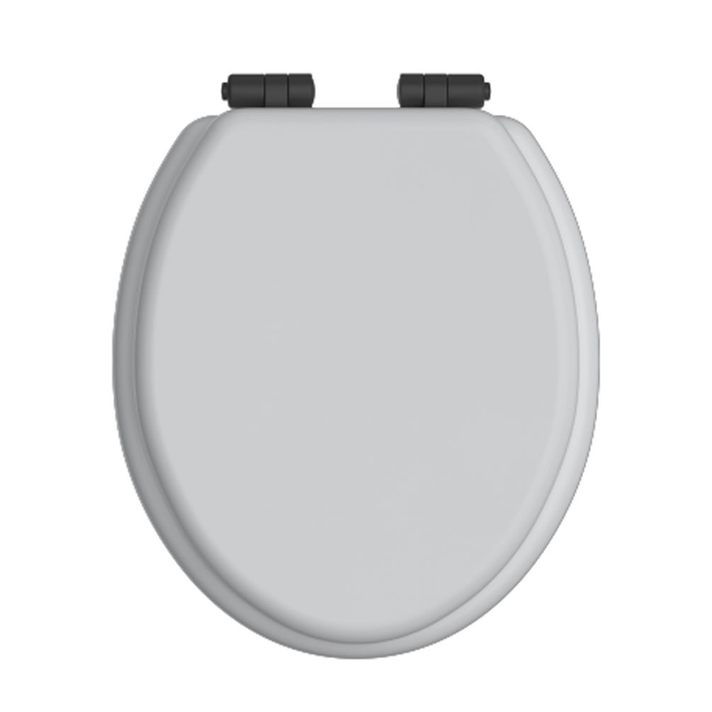 Heritage White Gloss Soft Close WC Seat With Matt Black Hinges