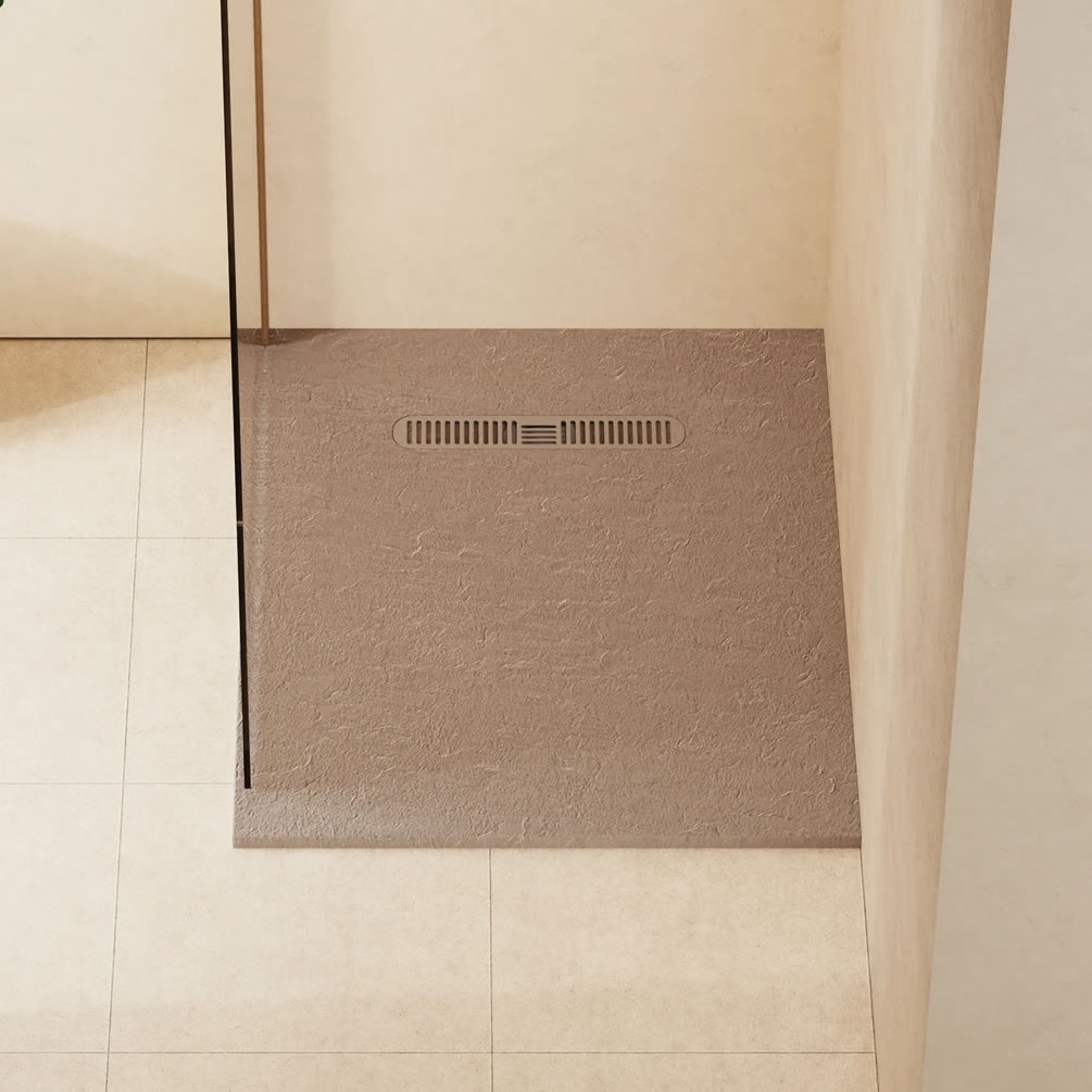 Lifestyle image of Crosswater Vito 1000mm x 800mm Brown Anti-Slip Rectangular Shower Tray