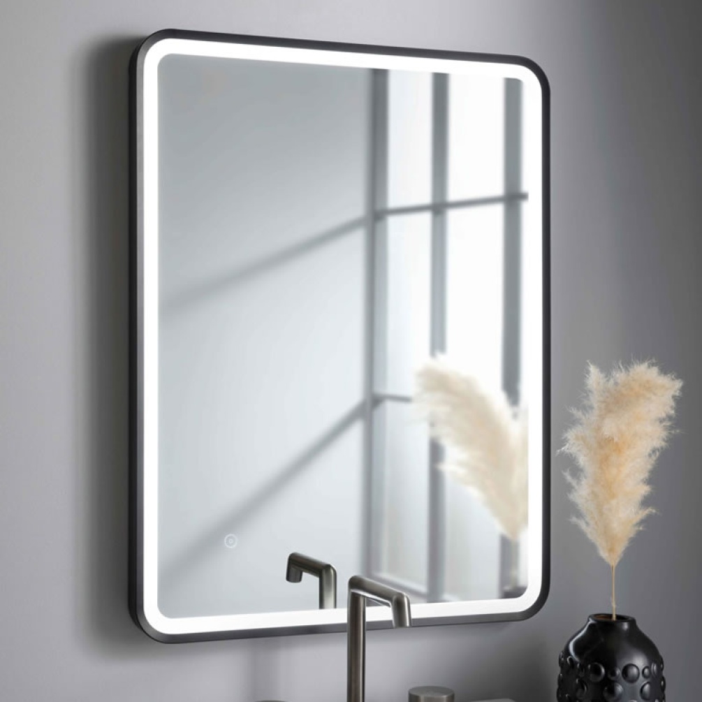 Lifestyle image of JTP Hix Matt Black LED Bathroom Mirror