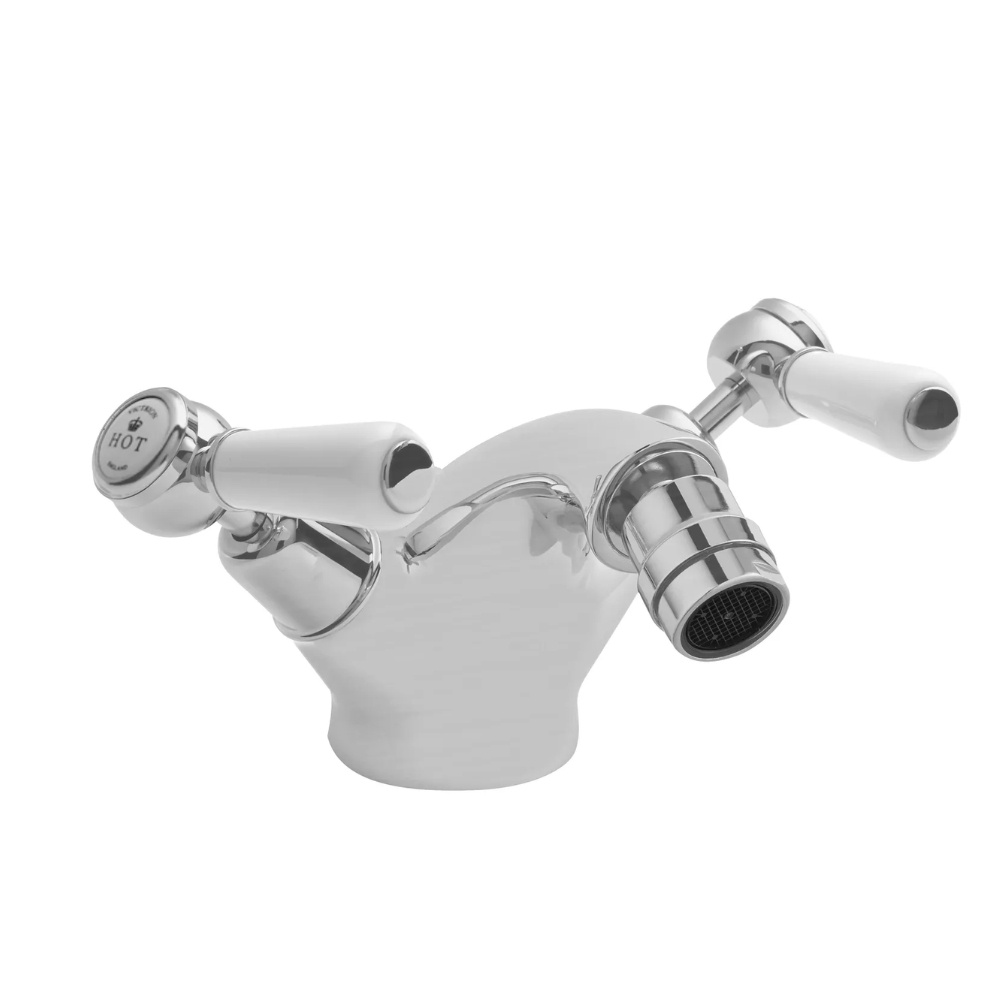 BC Designs Victrion Brushed Chrome Lever Bidet Mixer & Waste Cut out