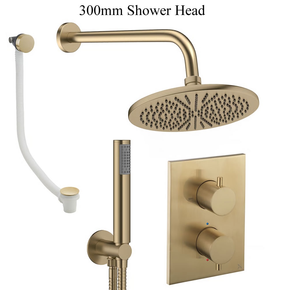 Cutout image of Crosswater Crossbox Brushed Brass Triple Outlet Shower Bath Set