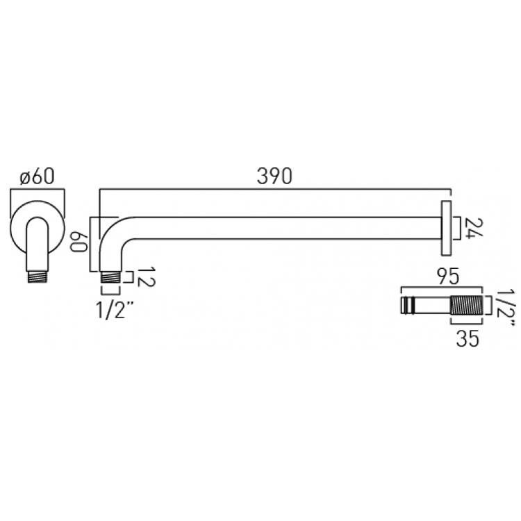Vado Elements Easy Fit Wall Mounted Shower Arm