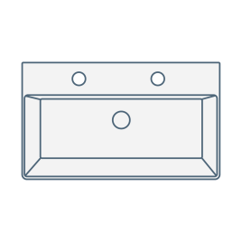 iconography image of a dual/two tap hole bathroom sink or basin from above
