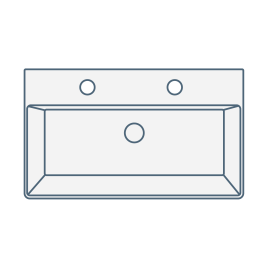 iconography image of a dual/two tap hole bathroom sink or basin from above