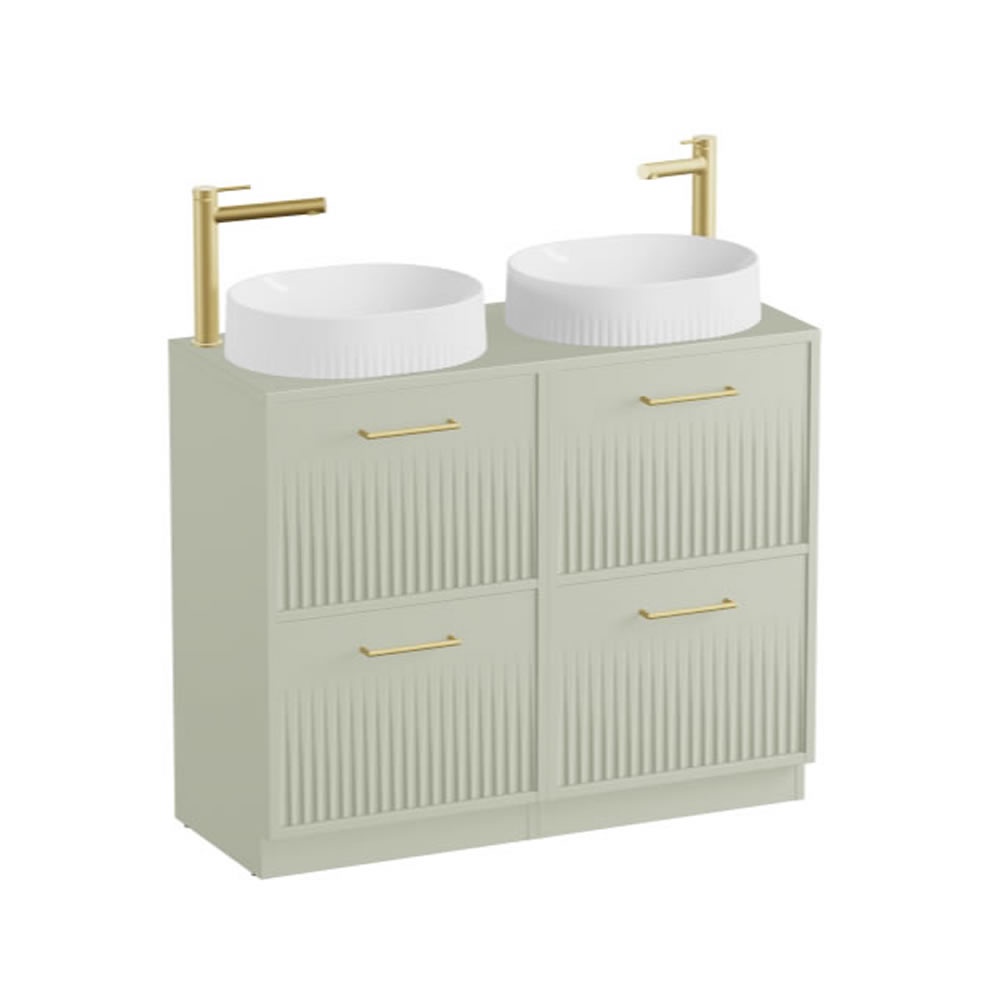 Vado Safari Fluted 1000mm Sage Green Floorstanding Vanity Unit & Worktop