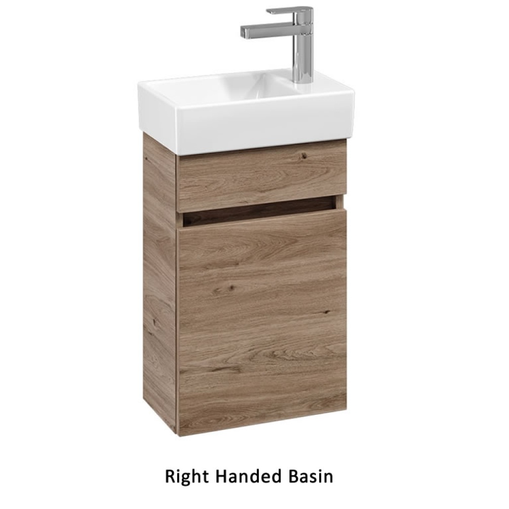 Cutout image of Villeroy & Boch Arto Kansas Oak Cloakroom Vanity Unit & Basin Right-Handed Basin