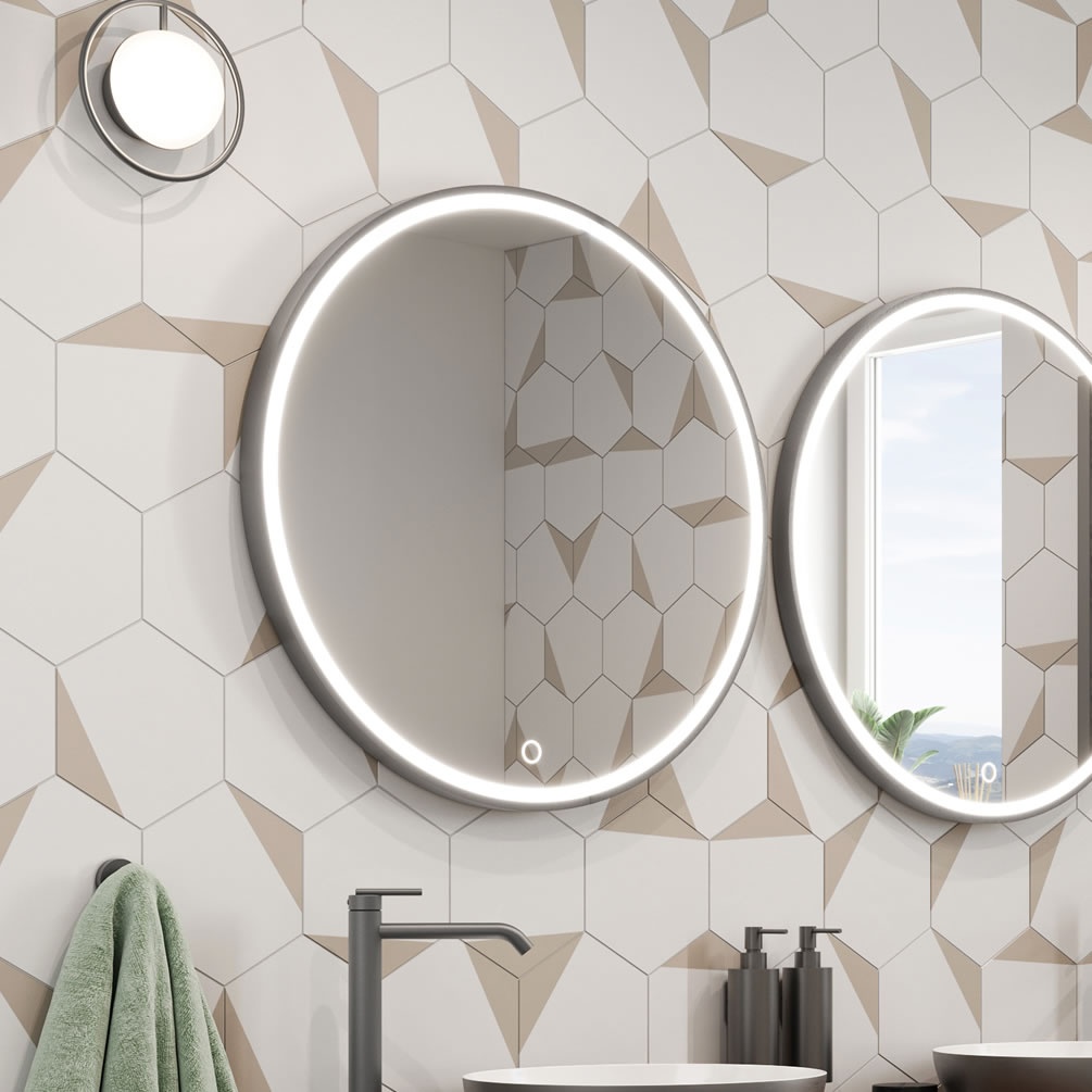 Lifestyle image of Crosswater Infinity 600mm Slate LED Mirror
