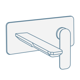 iconography image of a modern wall mounted bathroom tap