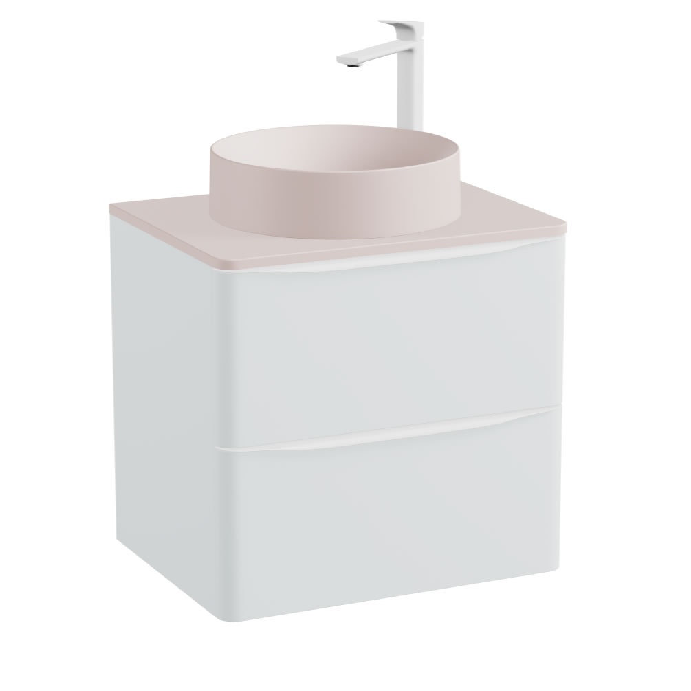 Vado Cameo 600mm Arctic White Vanity Unit With Pink Clay Worktop & Basin