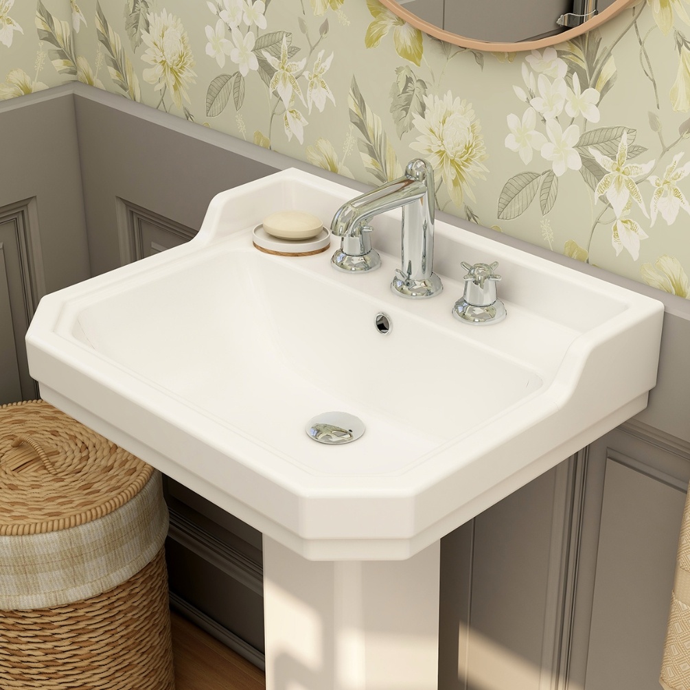Imex Wyndham 580mm 3 Tap Hole Pedestal Basin Lifestyle 1