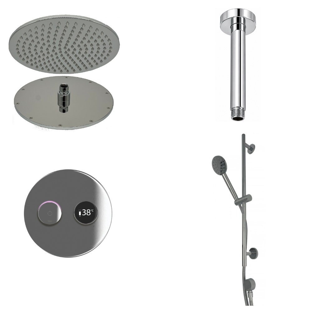 Chrome Round Valve Ceiling Arm Cut Out