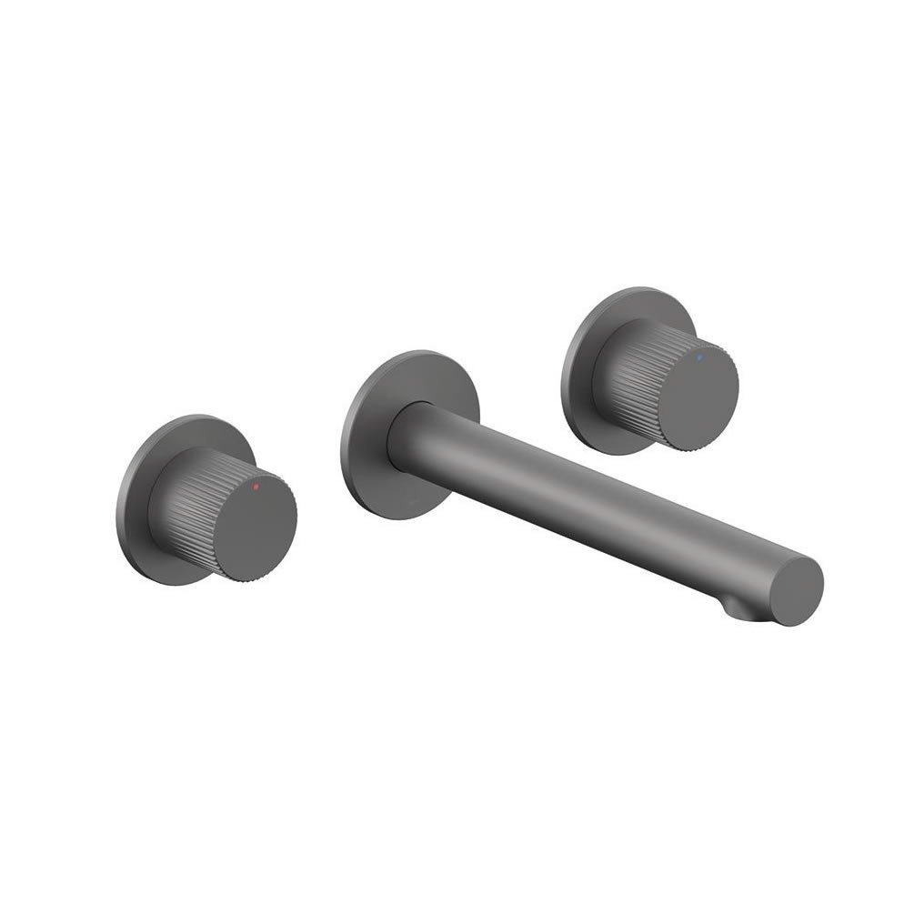 Vado Safari Leverless Fluted Pewter 3 Tap Hole Wall Mounted Basin Mixer