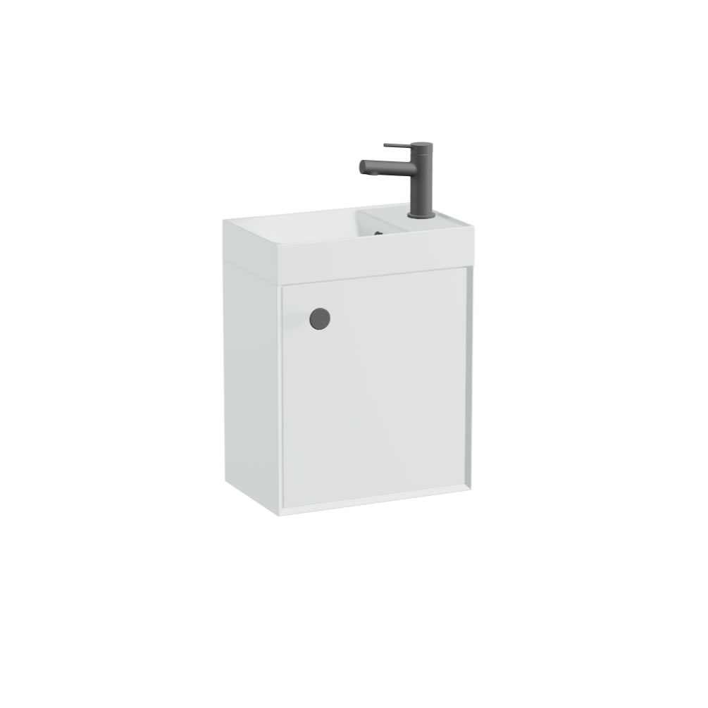 Vado Safari Smooth 400mm Arctic White Vanity Unit & Basin - Left Pull