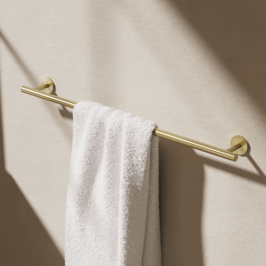 Lifestyle image of Crosswater 3ONE6 Brushed Brass Towel Rail