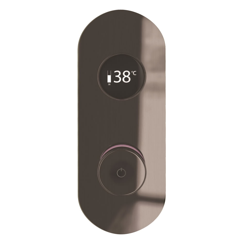 Cutout image of TED TOGO Gunmetal Grey Oval Dual / Triple Outlet Digital Shower Valve
