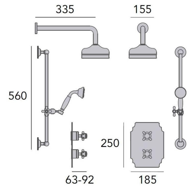 Heritage Hartlebury Recessed Shower Riser Kit Sanctuary Bathrooms