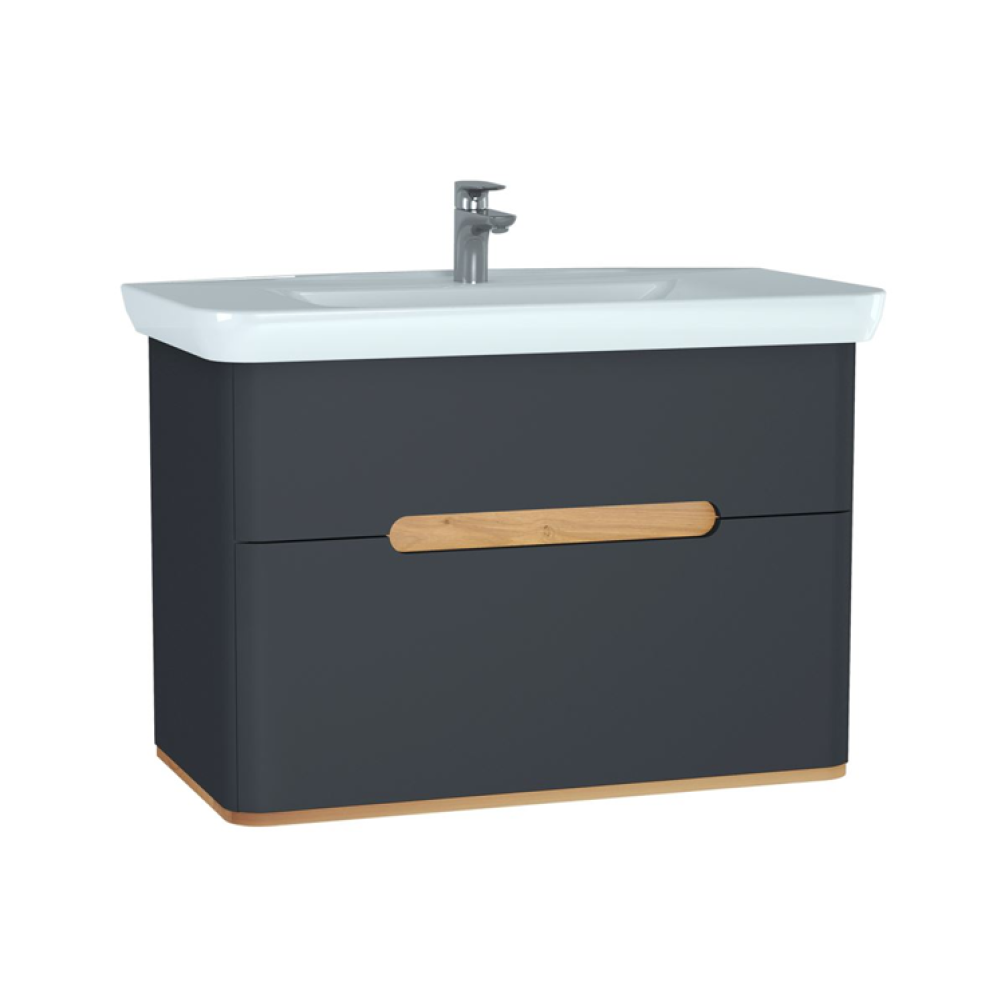 Photo of Vitra Sento Matt Anthracite 1000mm Double Drawer Vanity Unit Cutout