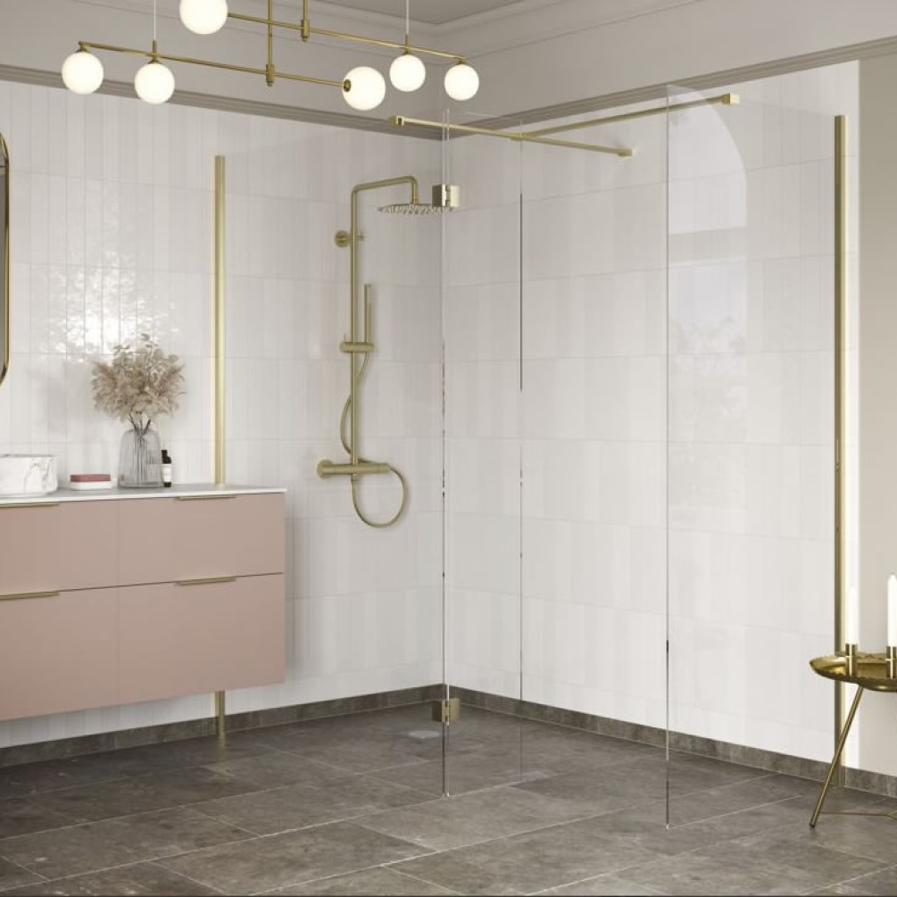Apex 500mm Brushed Brass 8mm Wetroom Screen