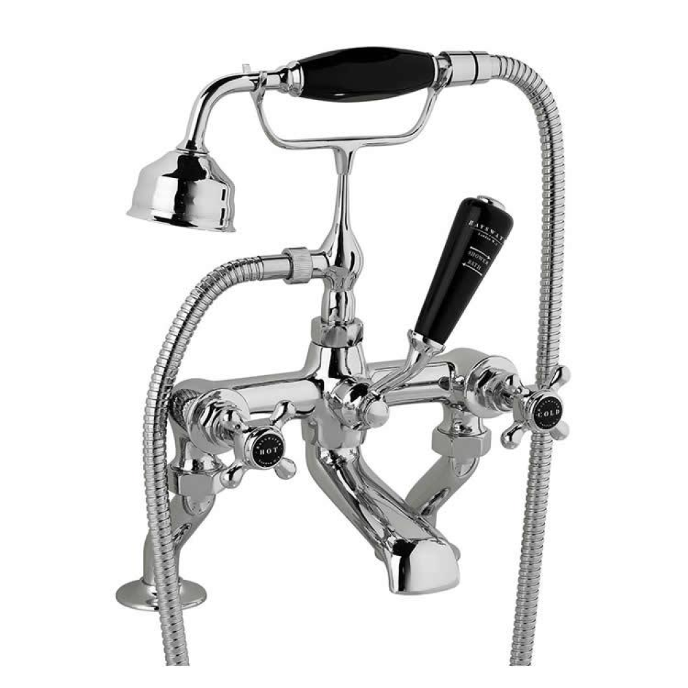 Photo of Bayswater Crosshead White & Chrome Deck Mounted Bath Shower Mixer