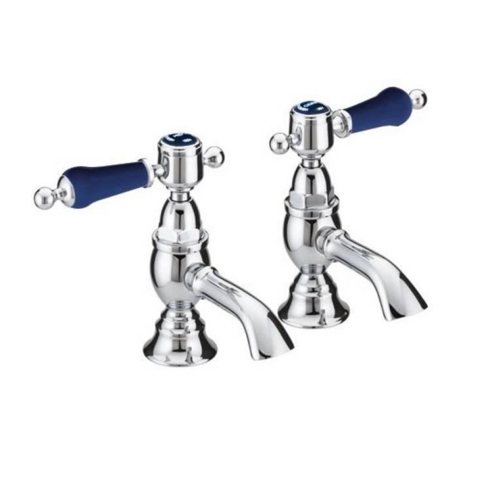 Photo of Heritage Glastonbury Midnight Blue Chrome Basin Pillar Taps