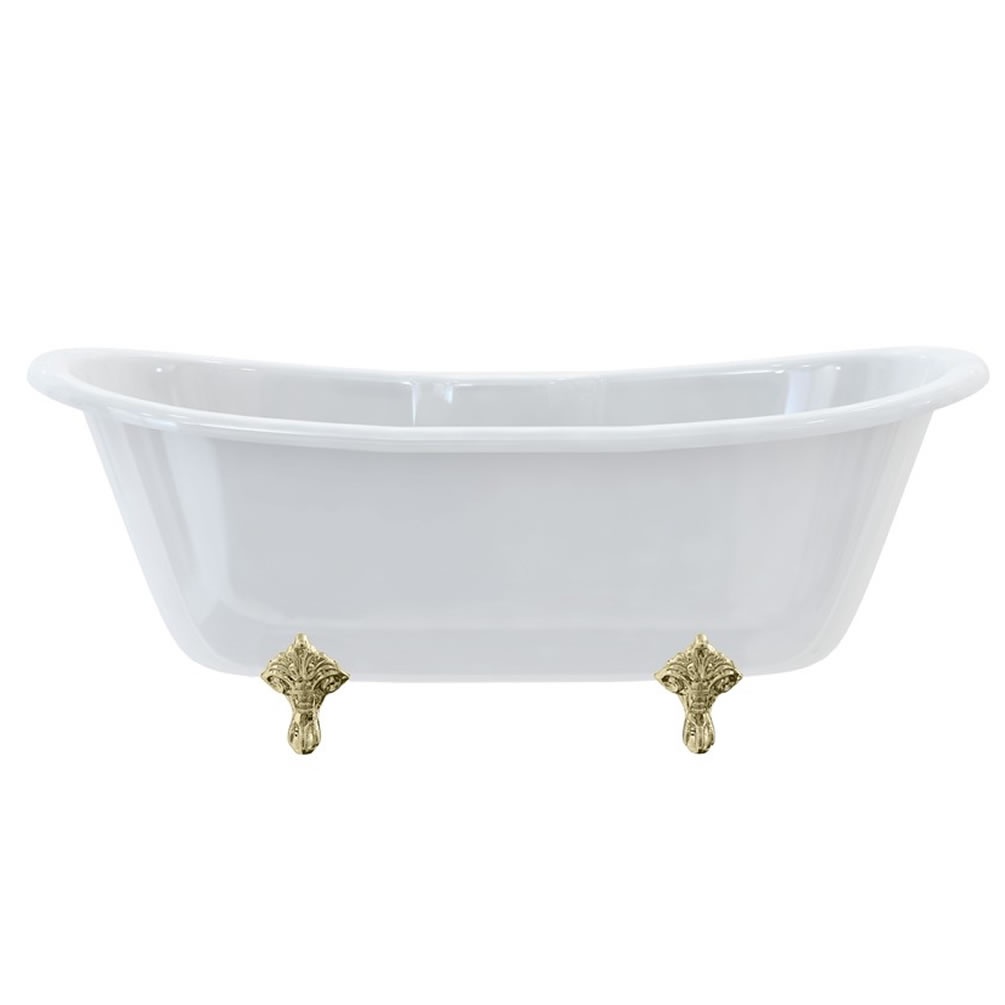 Burlington Bateau Freestanding Bath With Gold Traditional Feet