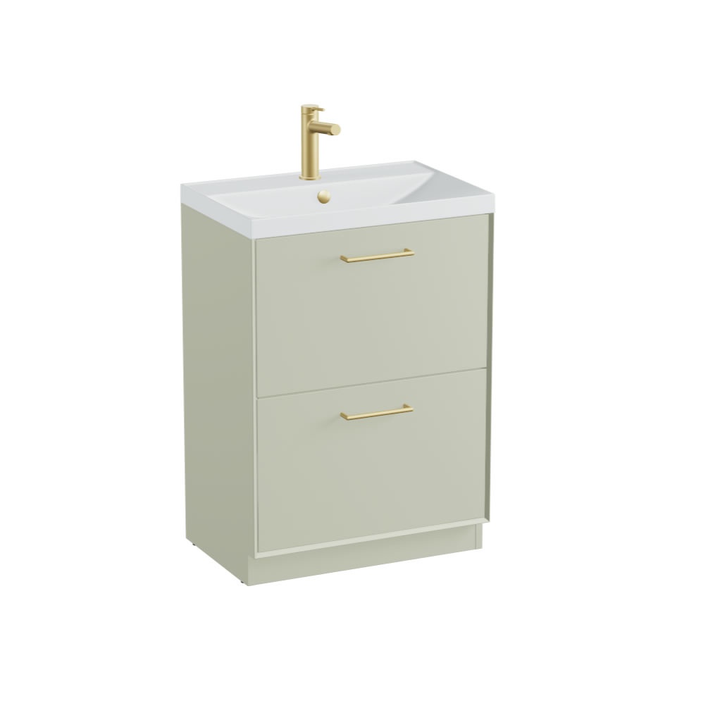 Vado Safari Smooth 600mm Sage Green Floor Mounted Vanity Unit & Mineral Basin