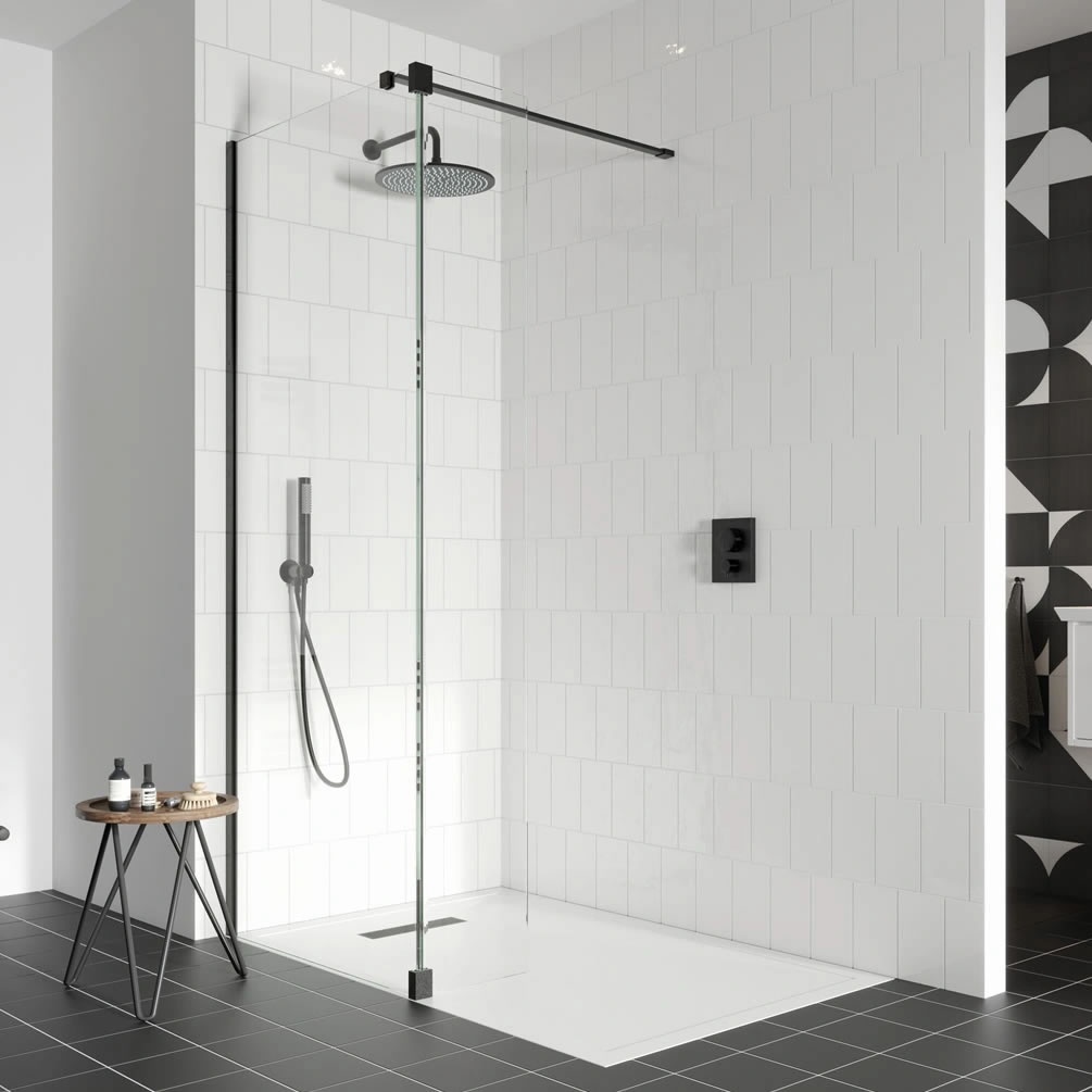 Crosswater Gallery 8 Matt Black 900mm Wetroom Screen