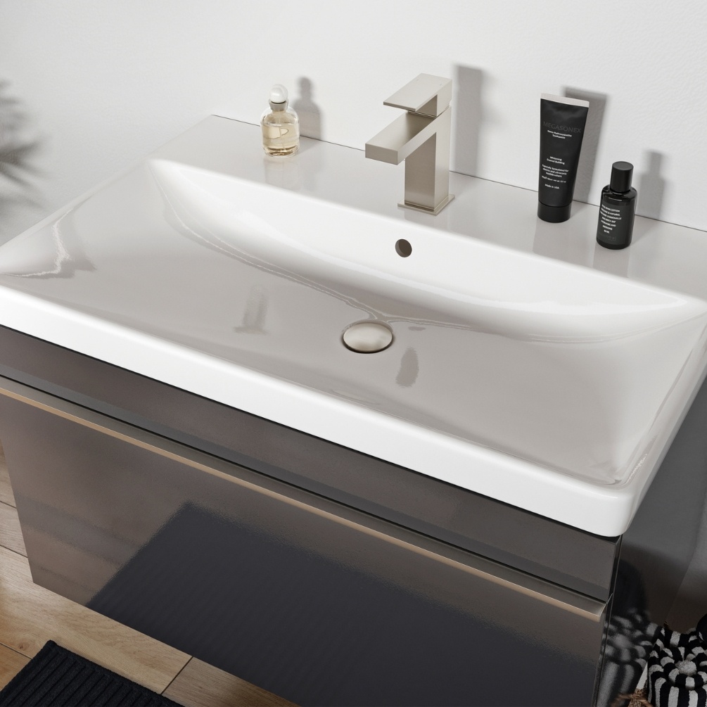 Product Lifestyle image of the Abacus Plan Brushed Nickel Mono Basin Mixer