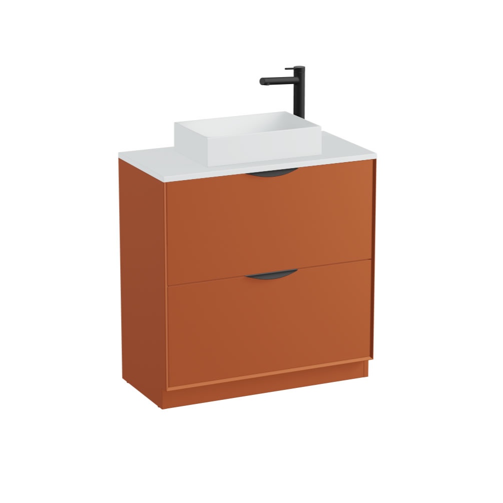 Vado Safari Smooth 800mm Terracotta Floorstanding Vanity Unit & Arctic White Worktop