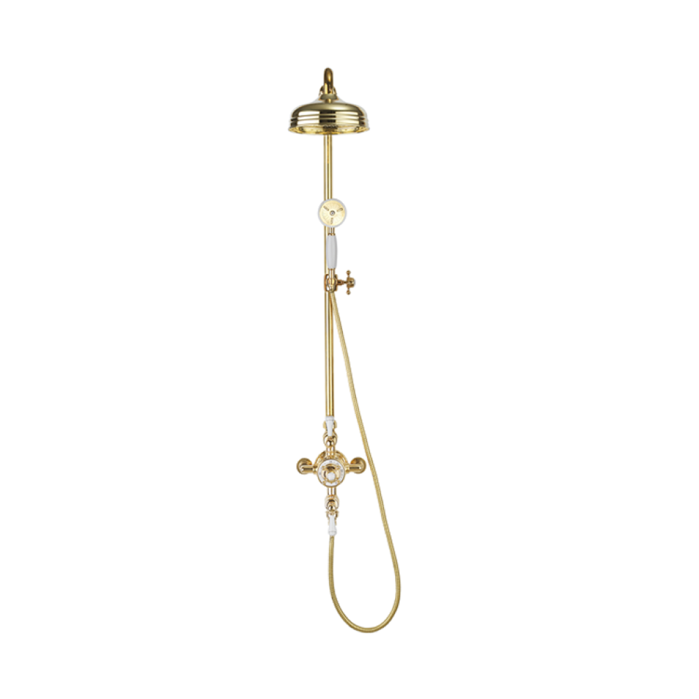 Photo of Crosswater Belgravia Unlacquered Brass Thermostatic Shower Kit & Handset Cutout