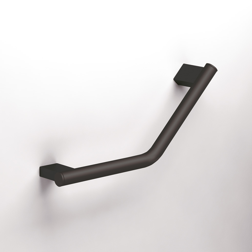 Lifestyle Photo of Bathroom Origins Sonia Lux Black Angled Grab Bar
