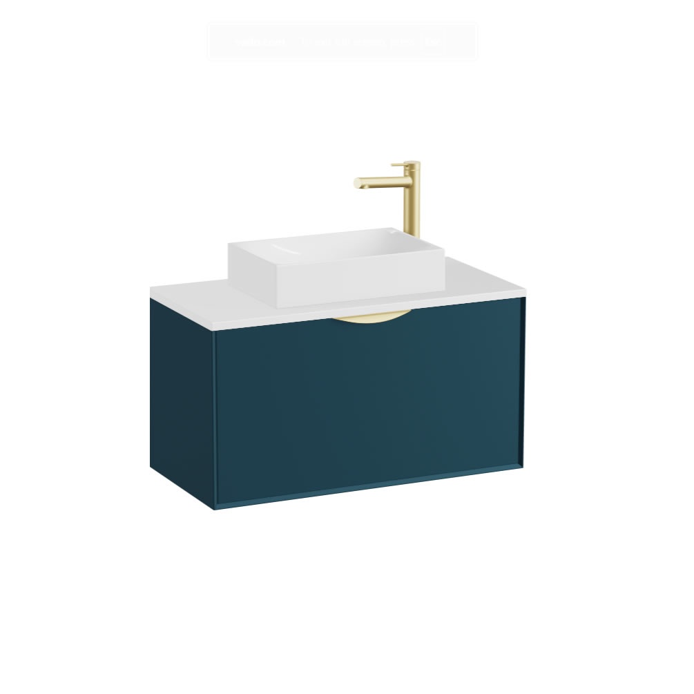 Vado Safari Smooth 800mm Atlantic Blue Wall Hung Vanity Unit & Gloss White Worktop