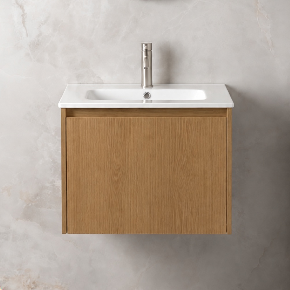 Montara 500mm Oak Wall Hung Vanity Unit & Basin Lifestyle Image