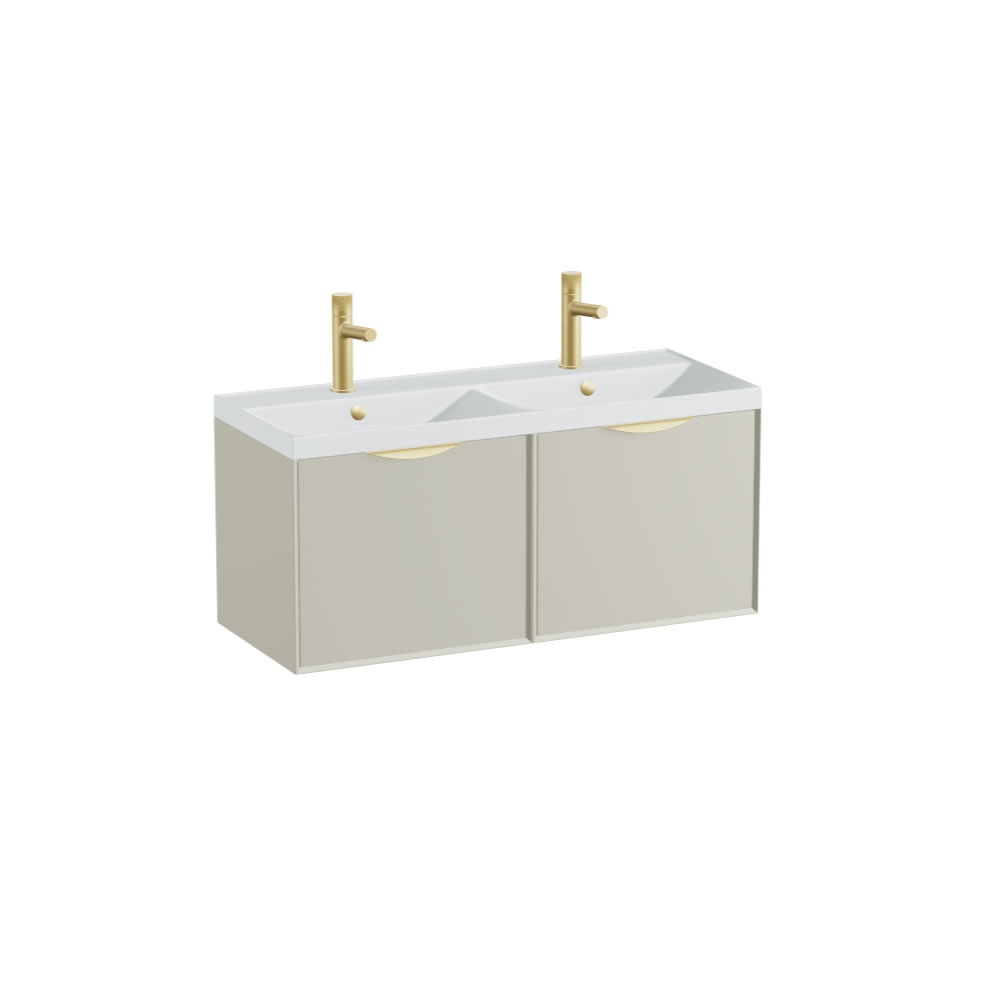 Vado Safari Smooth 1000mm Cashmere Wall Hung Vanity Unit & Arctic White Basin