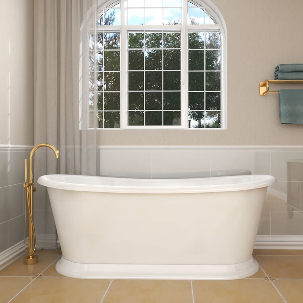 Lifestyle image of Sanctuary Chabanon 1700mm Double-Ended Freestanding Boat Bath White