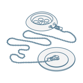 iconography image of a plug and chain basin waste with basin stopper