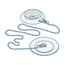 iconography image of a plug and chain basin waste with basin stopper