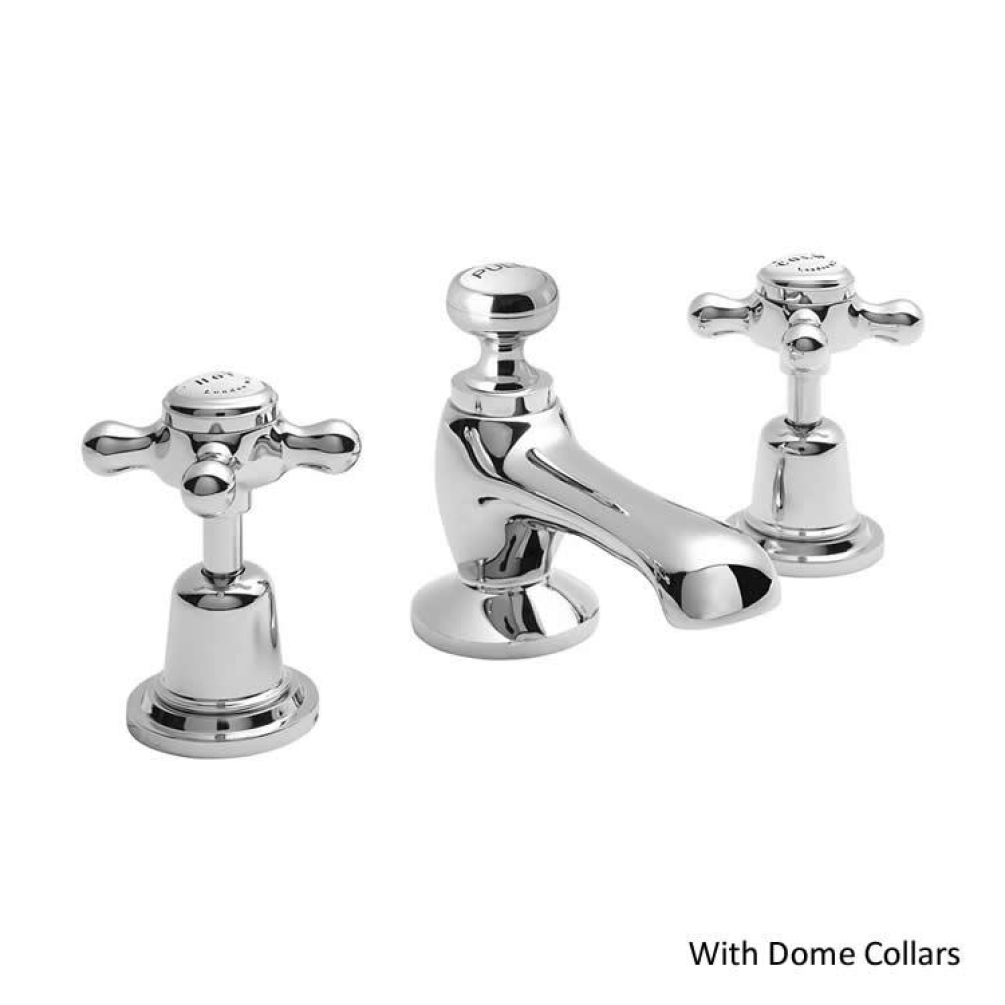 Photo of Bayswater Crosshead White & Chrome 3TH Basin Mixer with Dome Collar