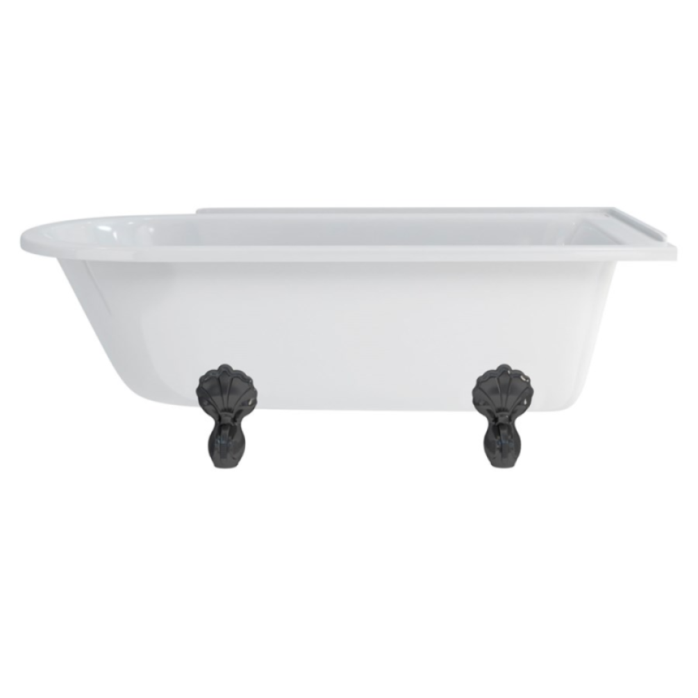 Burlington Hampton 1700mm Right Hand Freestanding Shower Bath With Black Claw Feet